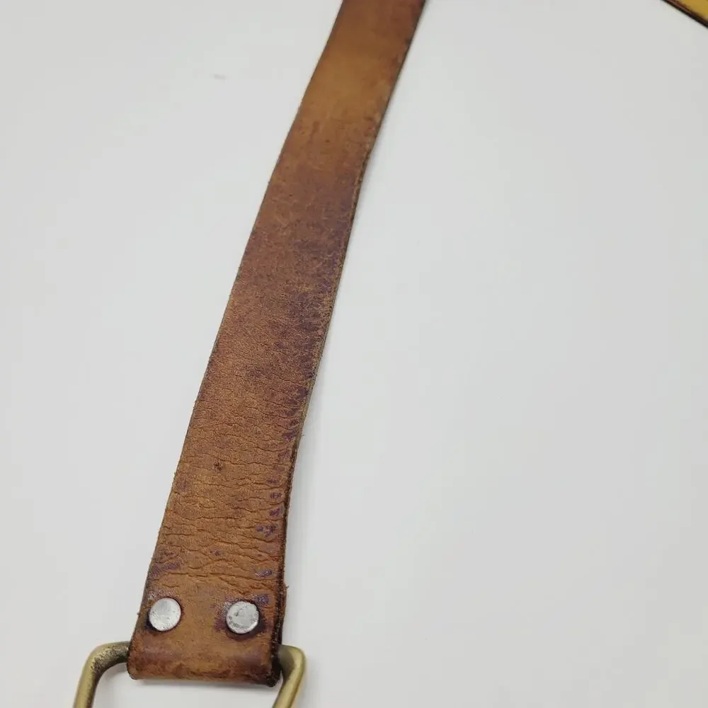 Rare VTG Belt & Buckle Duncan Laurie Solid Brass Leather Collectible Cross 1970